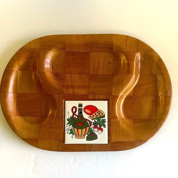 Vintage Wood Weave Platter and Charcuterie Board - Picture 1 of 5